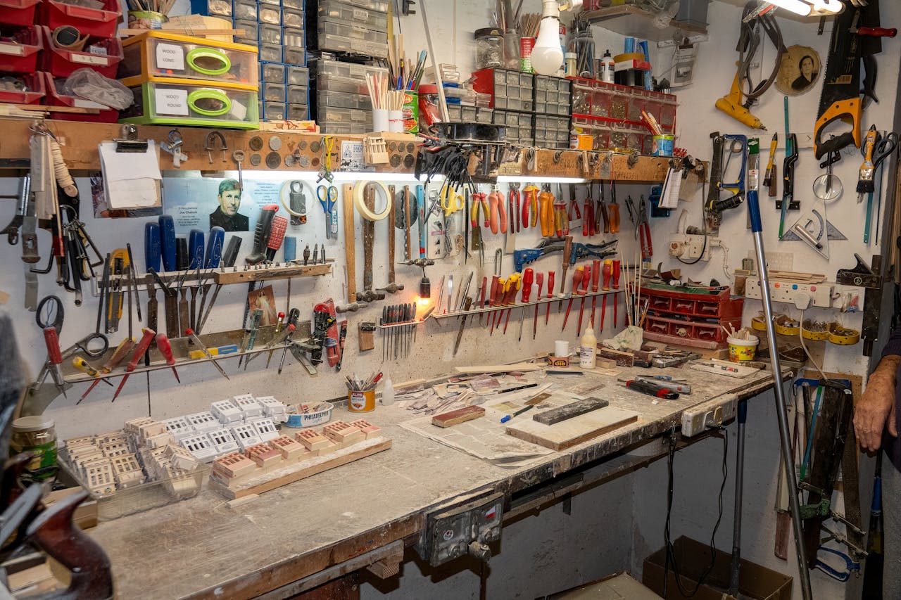 Professional tools on a workbench